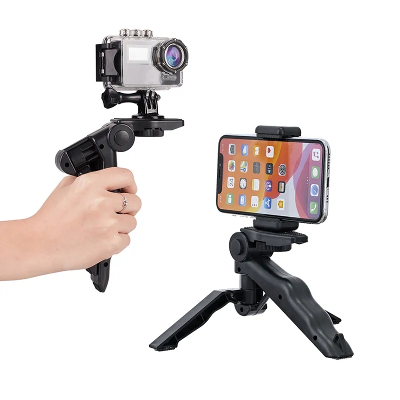 Picture of Mini Flexible Tripods Phone and Live Set for Professional Photo Video Camera Handheld Stabilizer Hand Grip Vlogging Tripod With 360° rotatable phone holder for DSLR GoPro  Action Camera & Smartphone