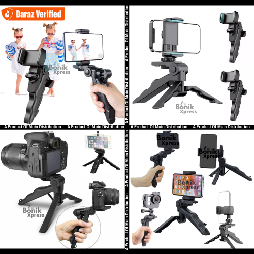 Picture of Mini Flexible Tripods Phone and Live Set for Professional Photo Video Camera Handheld Stabilizer Hand Grip Vlogging Tripod With 360° rotatable phone holder for DSLR GoPro  Action Camera & Smartphone
