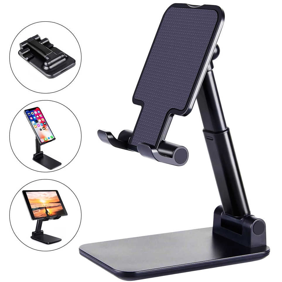 Picture of T1 Mobile Phone Holder Stand Desktop Lazy Bedside Bracket Support Stand Foldable and Hoisting Multi-Function Telescopic Smartphone Holder - Mobile Stand