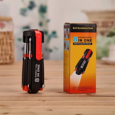 Picture of Multi Functional 8 in 1 Screwdriver Tool Set with 6 LED Torch Portable LED Torch Light Up Repair Tools Set