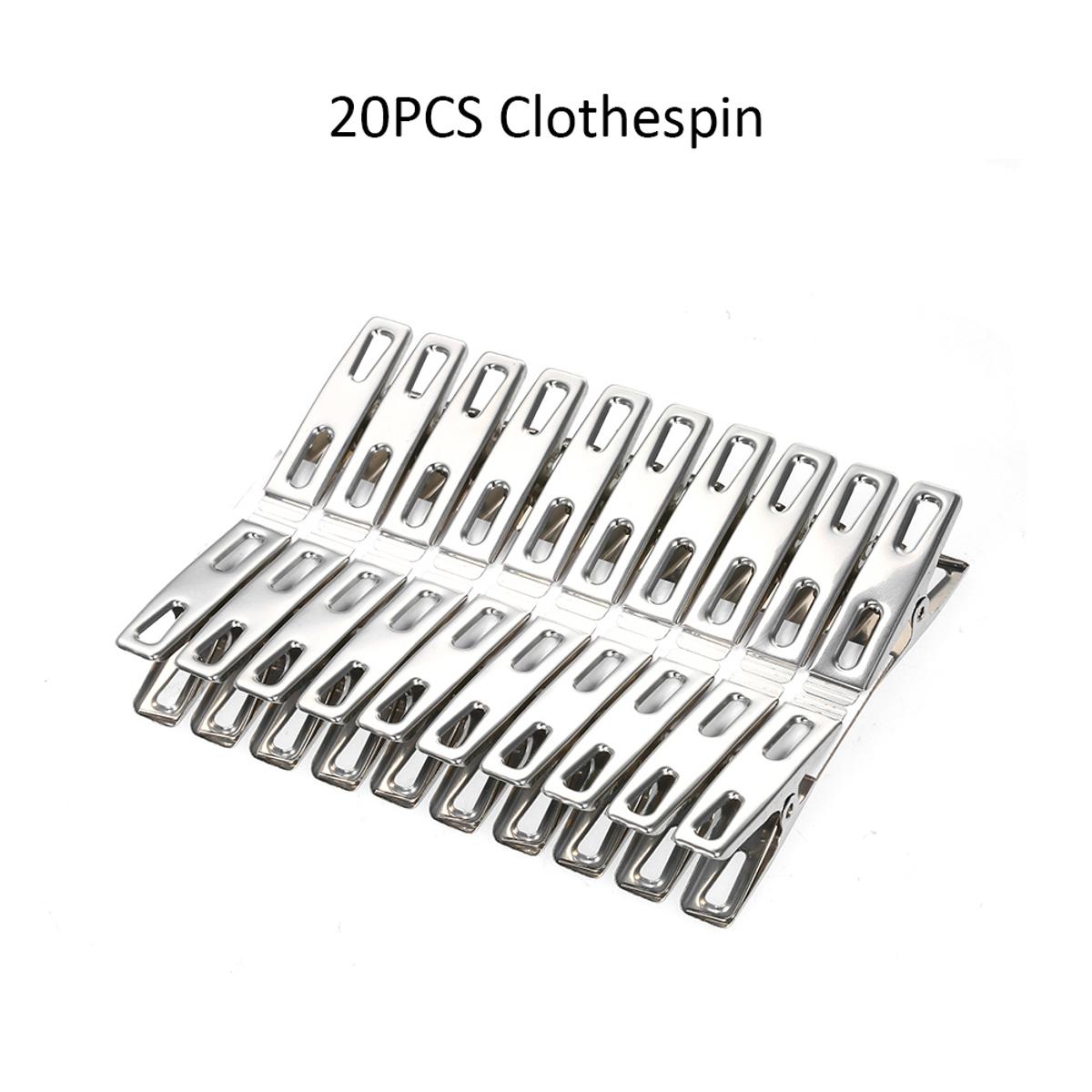 Picture of Pack of 20 Cloth Clip Stainless Steel Hanger Clip Clothes Drying Hanger Antiskid Windproof Clip Underwear Towel Metal Clip Laundry Sock Hanging Pins - cloth clip