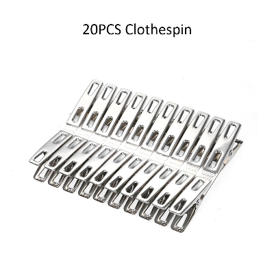 Picture of Pack of 20 Cloth Clip Stainless Steel Hanger Clip Clothes Drying Hanger Antiskid Windproof Clip Underwear Towel Metal Clip Laundry Sock Hanging Pins - cloth clip