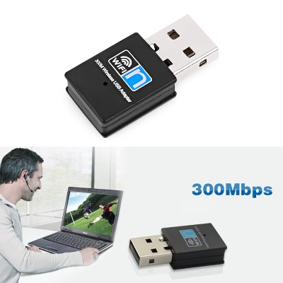 Picture of Wireless Mini USB Wifi Adapter 802.11N 300Mbps USB2.0 Receiver Dongle Network Card For Desktop Laptop PC Windows 7 8 10 11