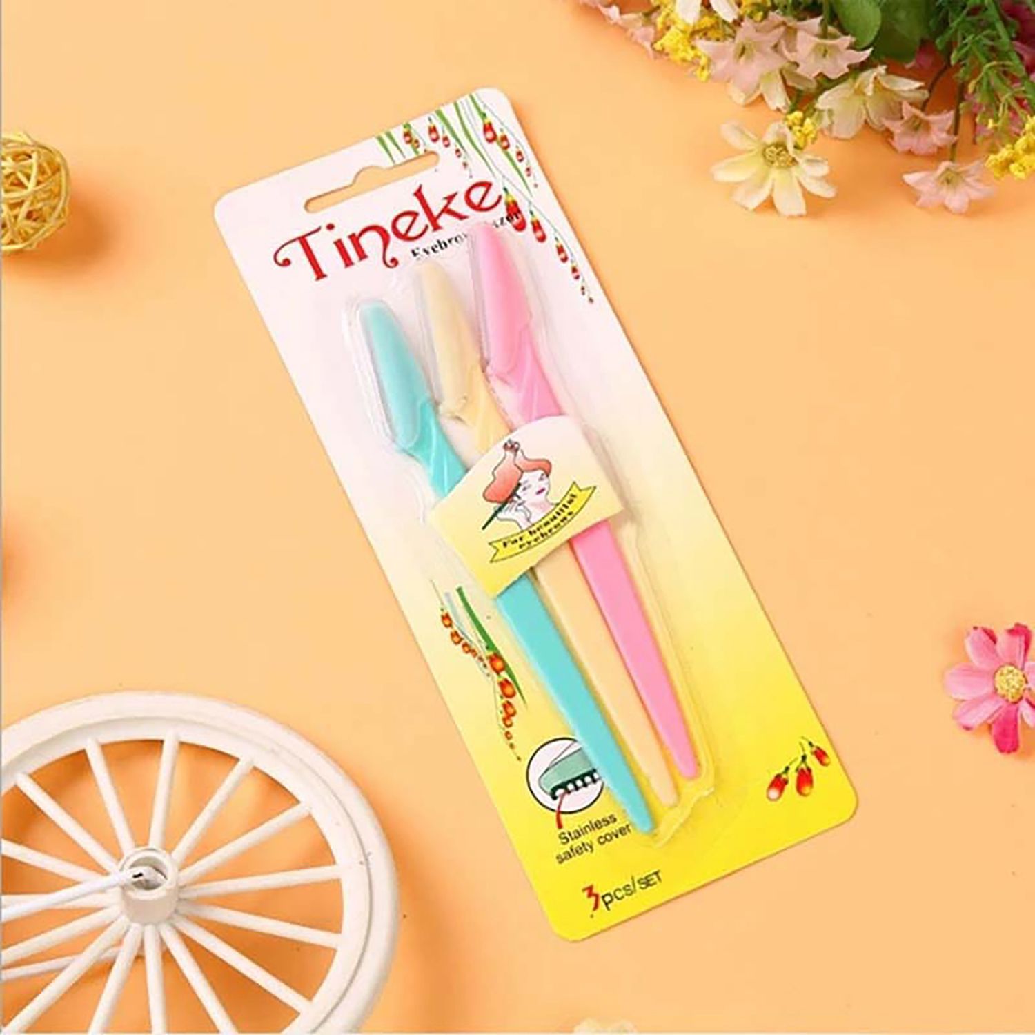 Picture of Tinkle 3pcs Colorful Eyebrow Trimmer Face Hair Razors Women Eyebrow Shaver Hair Removal Makeup Tools