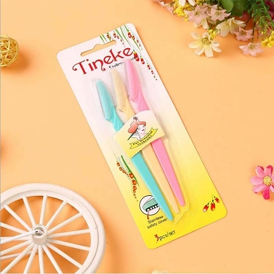 Picture of Tinkle 3pcs Colorful Eyebrow Trimmer Face Hair Razors Women Eyebrow Shaver Hair Removal Makeup Tools