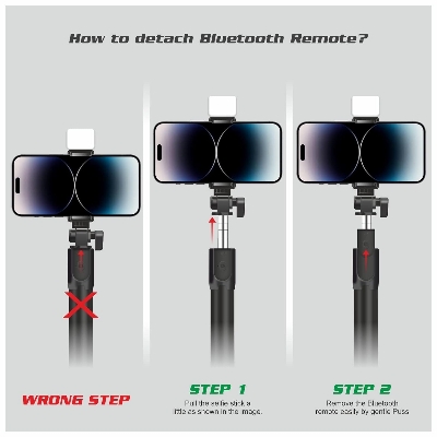 Picture of Multifunctional 4 in 1 Portable Adjustable & Foldable Monopod Selfie Stick & Tripod with Selfie Light & Wireless Bluetooth Remote Control - Selfie Stick - By Cyber Mart