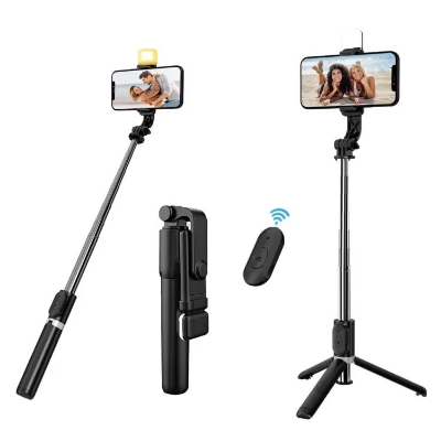 Picture of 100cm Longest Tripod Stand + Selfie Stick Foldable Mini Tripod with Fill Light Bluetooth Remote Shutter Retractable Rod for Phone N08S/Q07 - Tripod