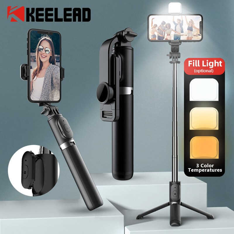 Picture of 100cm Longest Tripod Stand + Selfie Stick Foldable Mini Tripod with Fill Light Bluetooth Remote Shutter Retractable Rod for Phone N08S/Q07 - Tripod