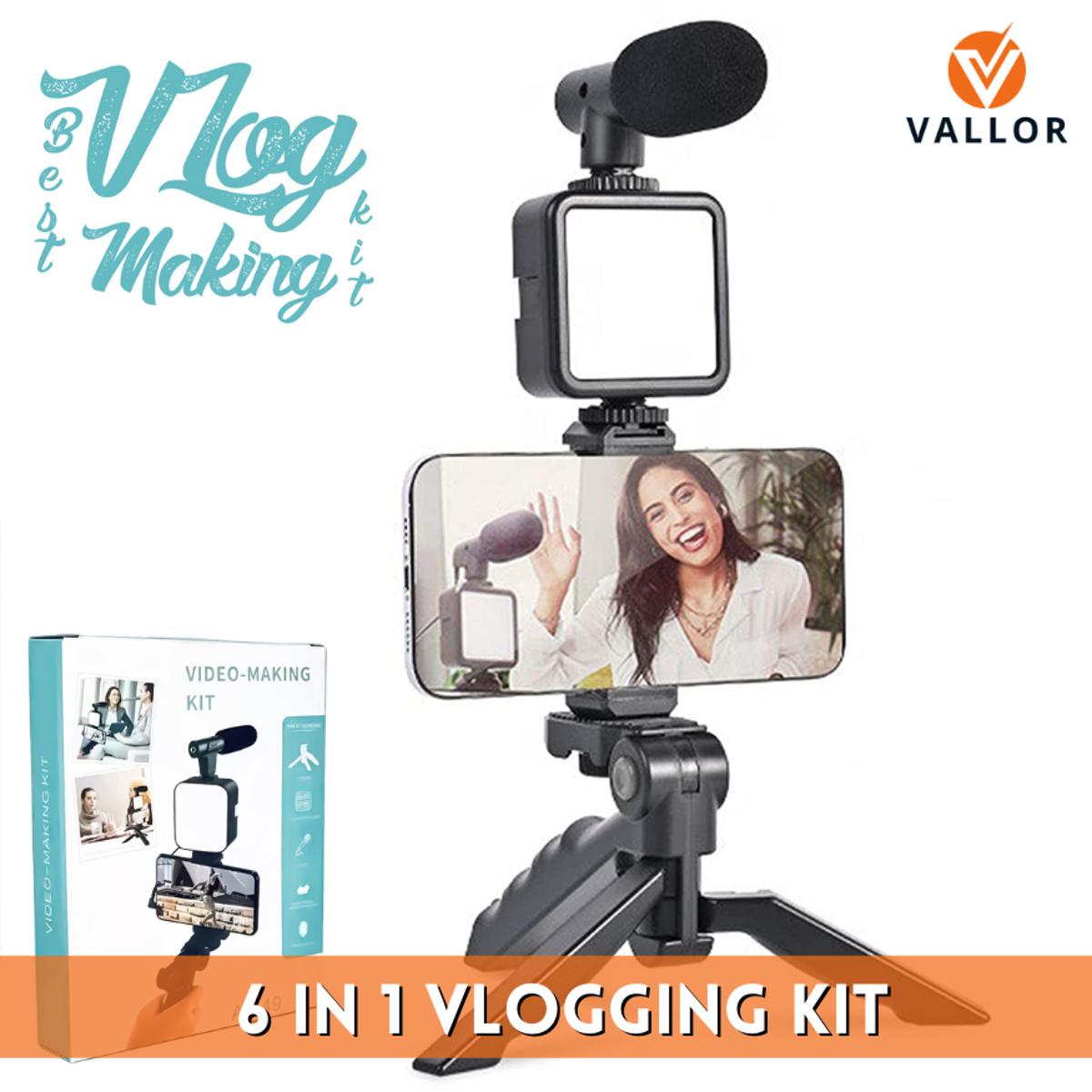Picture of Professional AY-49 Smartphone Vlog Video Fill Light Kit with Tripod Microphone Phone Stand Remote Controller Shooting-Video Making kit Stabilizers- Vlogging Kit