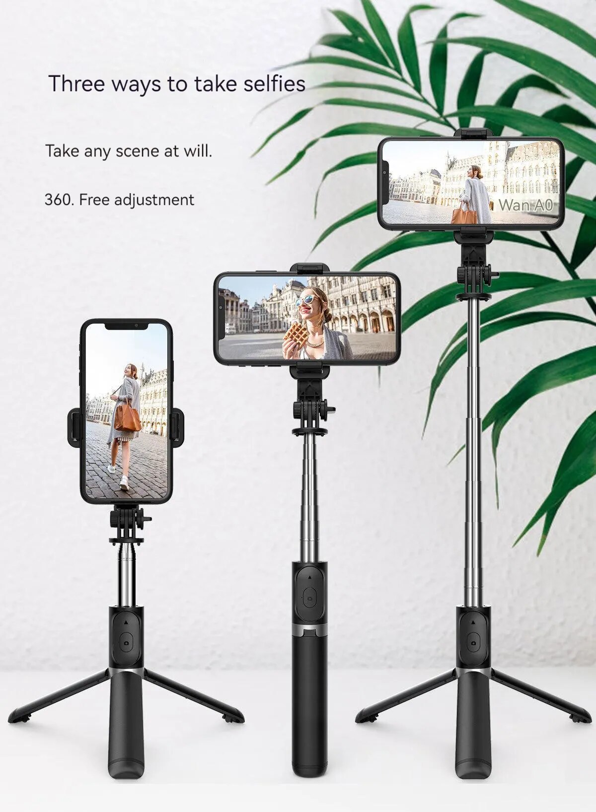 Picture of Q07 (100cm) Bluetooth Integrated Selfie Stick with Light and Bluetooth Remote Control