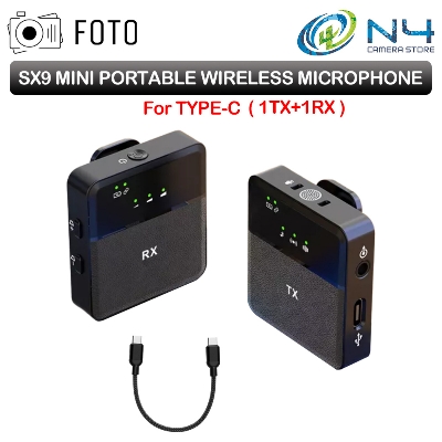 Picture of Professional 2 In 1 SX9 Wireless Microphone for Type C & 3.5 Interface Recording Mircophone Smart Noise Cancelling Mini Portable Mic on Live Streaming - Black