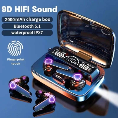 Picture of M19 Earbuds TWS Earphone Intelligente Touch Control Wireless Bluetooth 5.1 Headphones Waterproof LED Display With Microphone - wireless headphone