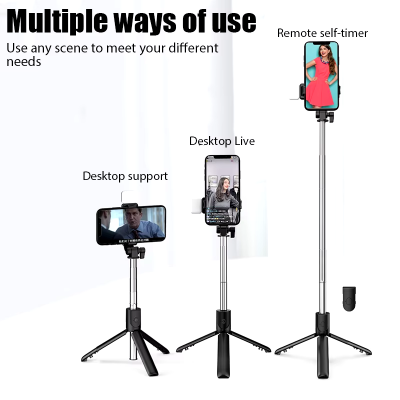Picture of 4 in 1 Smartphone Tripod + Selfie Stick with LED Fill Light & Wireless Bluetooth-Compatible Mini Tripod Shutter Remote Control Lengthened Tripod