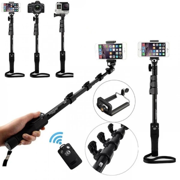 Picture of YT 1288 Bluetooth Monopod Selfie Stick & Tripod for Camera and Smartphone - Black - Mobile Tripod