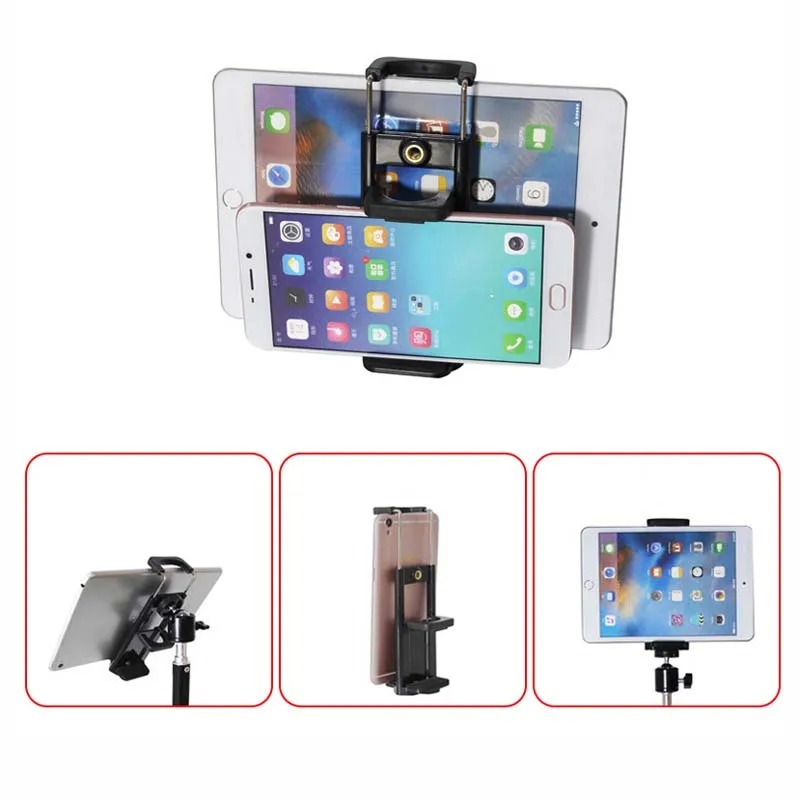 Picture of 2 in 1 Tripod Mount Phone Tablet Holder Clip for Cellphones Clamp Stand for tablet & Smartphone - Tripod Holder