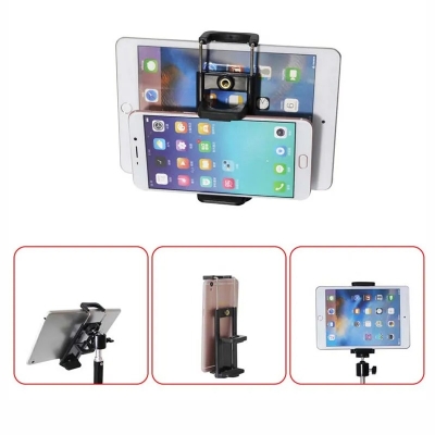Picture of 2 in 1 Tripod Mount Phone Tablet Holder Clip for Cellphones Clamp Stand for tablet & Smartphone - Tripod Holder