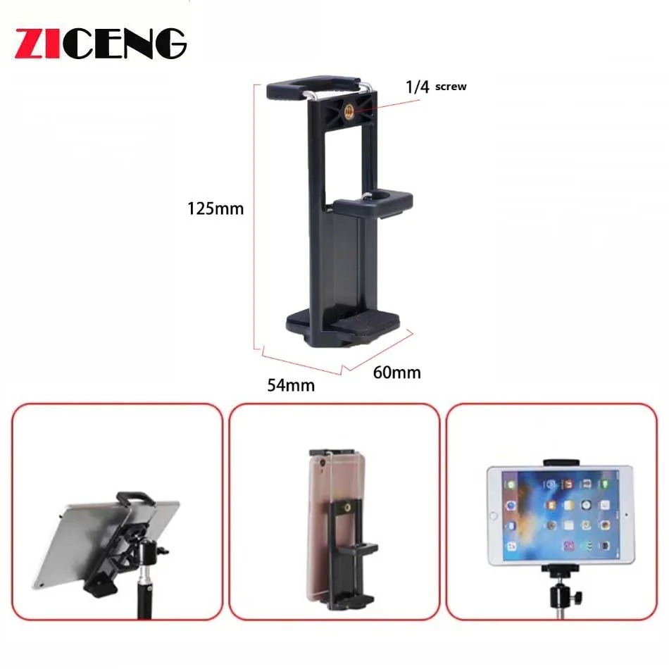 Picture of 2 in 1 Tripod Mount Phone Tablet Holder Clip for Cellphones Clamp Stand for tablet & Smartphone - Tripod Holder