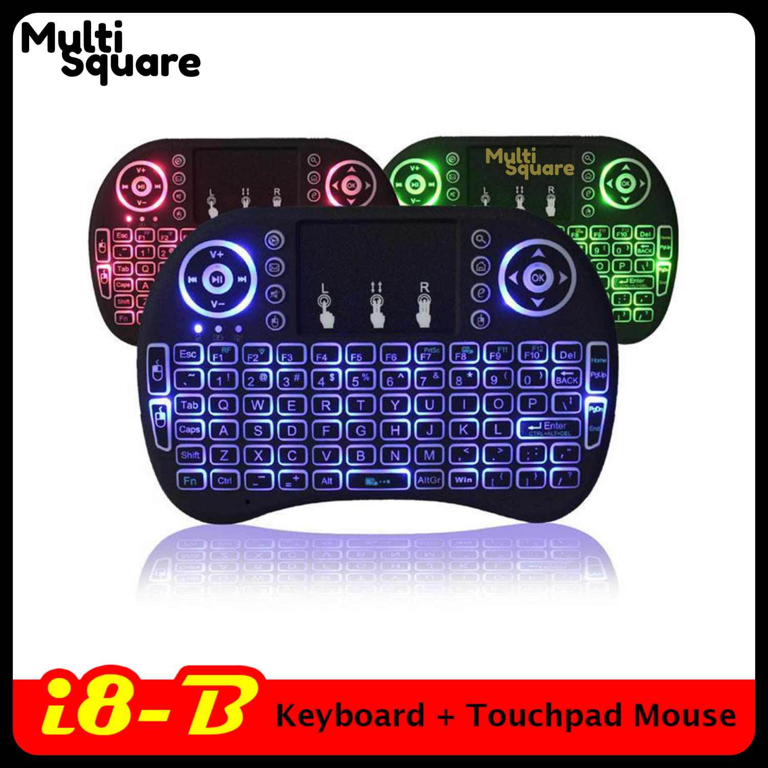 Picture of I8-B Mini Wireless Keyboard Rechargable Backlit Mini Keyboard With Touchpad Mouse - For Android Tv / Smart Tv  - Keyboard - Wireless Keyboard