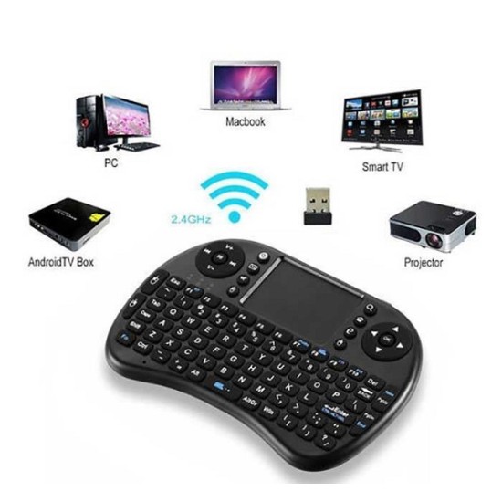 Picture of I8-B Mini Wireless Keyboard Rechargable Backlit Mini Keyboard With Touchpad Mouse - For Android Tv / Smart Tv  - Keyboard - Wireless Keyboard