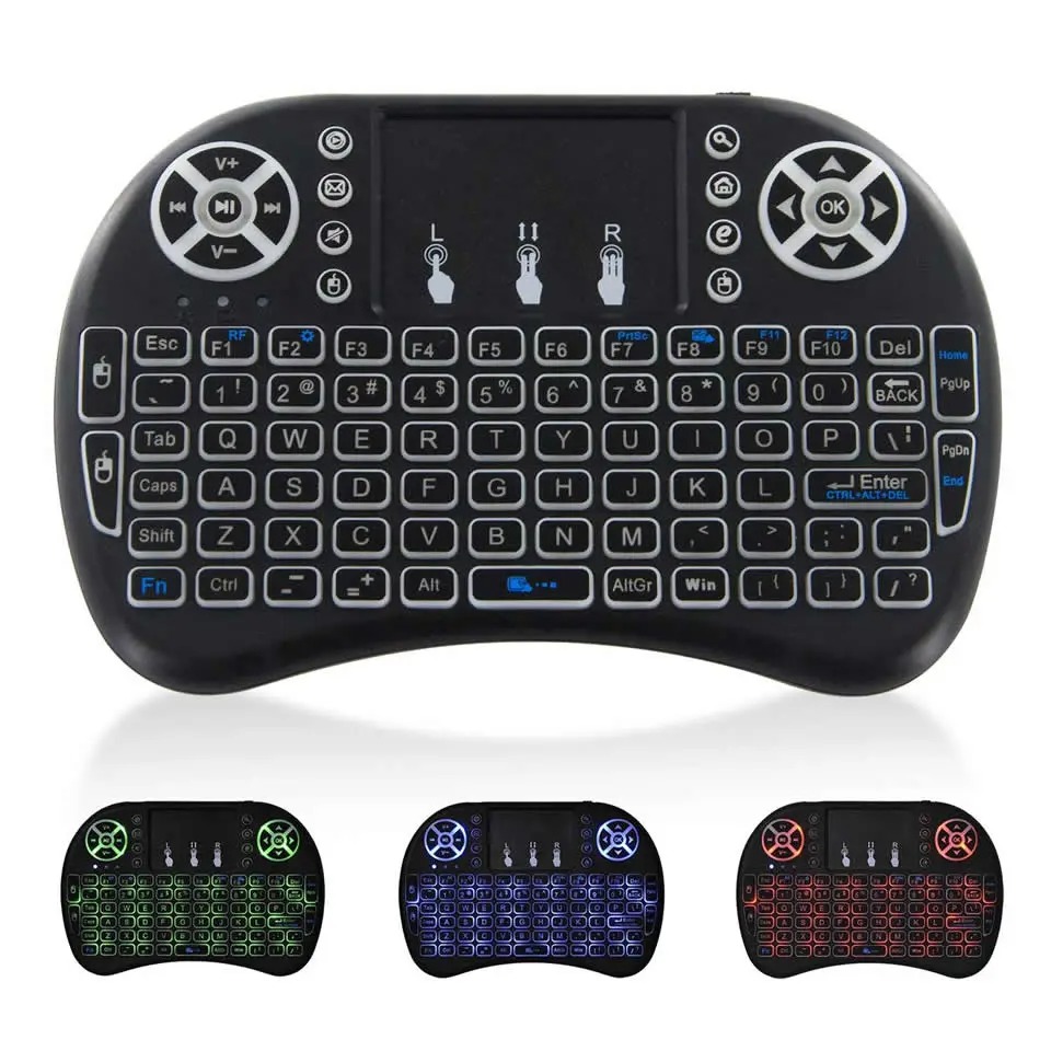 Picture of I8-B Mini Wireless Keyboard Rechargable Backlit Mini Keyboard With Touchpad Mouse - For Android Tv / Smart Tv  - Keyboard - Wireless Keyboard