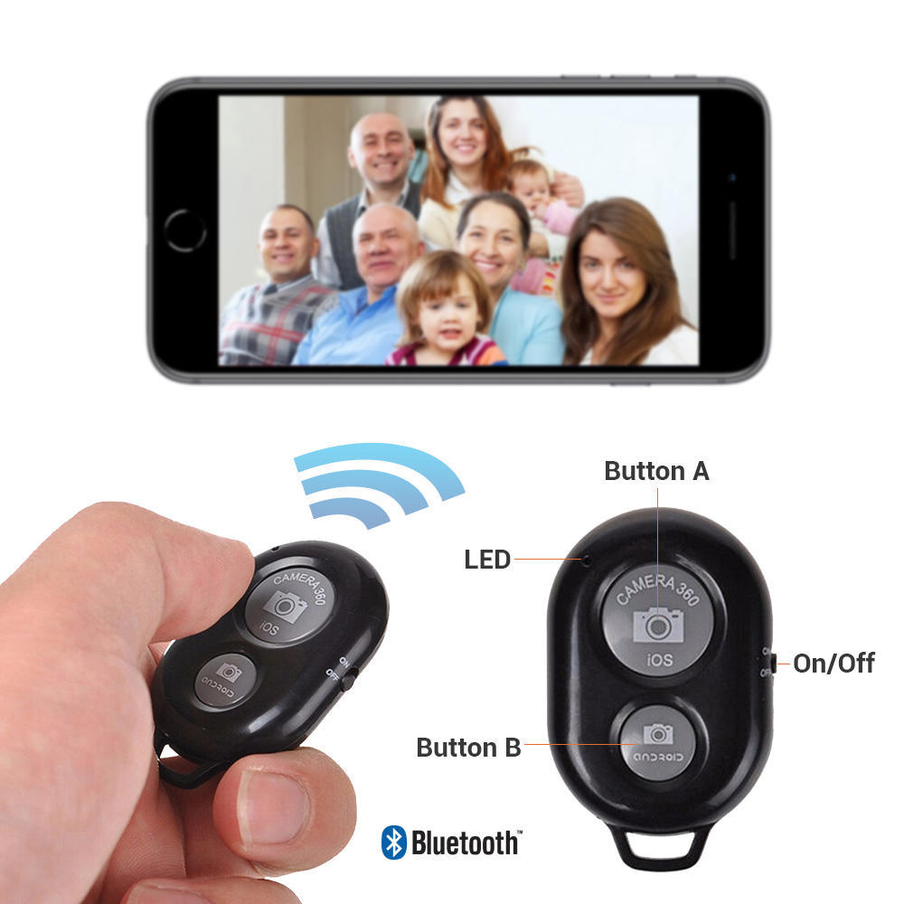 Picture of Selfie Remote Shutter Bluetooth Wireless Shutter Camera Phone Remote Control for IOS Android  - Black
