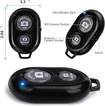 Picture of Selfie Remote Shutter Bluetooth Wireless Shutter Camera Phone Remote Control for IOS Android  - Black