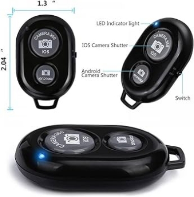 Picture of Selfie Remote Shutter Bluetooth Wireless Shutter Camera Phone Remote Control for IOS Android  - Black