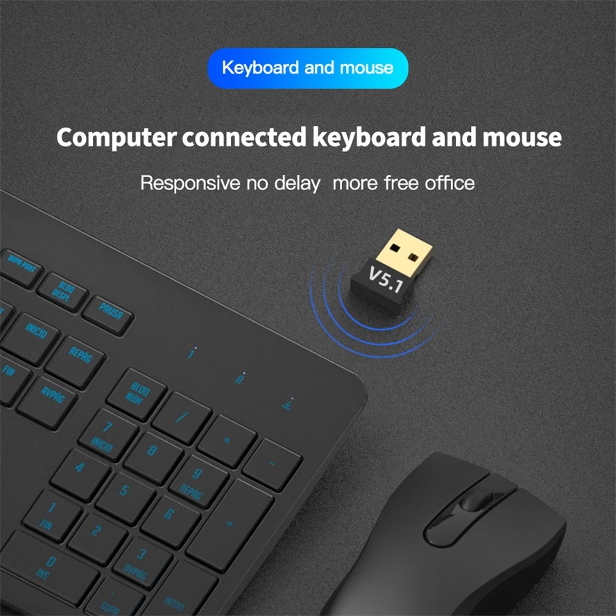 Picture of USB Bluetooth 5.1 Adapter Transmitter Bluetooth Receiver Audio Bluetooth Dongle Wireless USB Adapter for Desktop Computer PC & Laptop