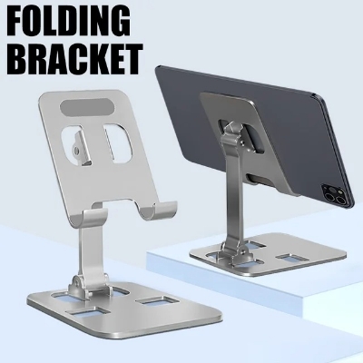 Picture of Universal All Aluminum Alloy Mobile Stand Foldable & Rotatable Metal Phone Holder Tablet Stand For Tablet, Smartphone & iPad - Black