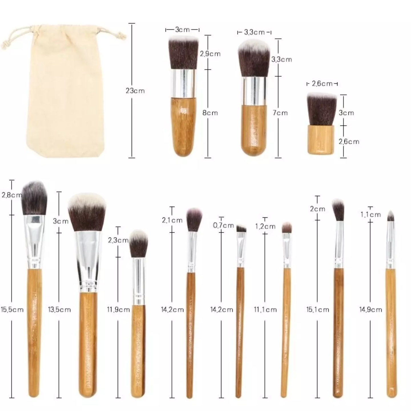 Picture of Bamboo Professional Makeup Brush Set of 11 piece - Bamboo Brush