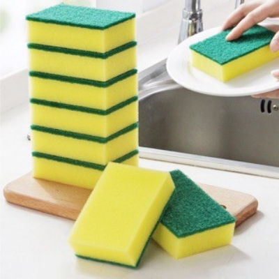 Picture of (Pack of 10) Double Sided Dish Washing Cleaning Foam and Scrubber Sponge
