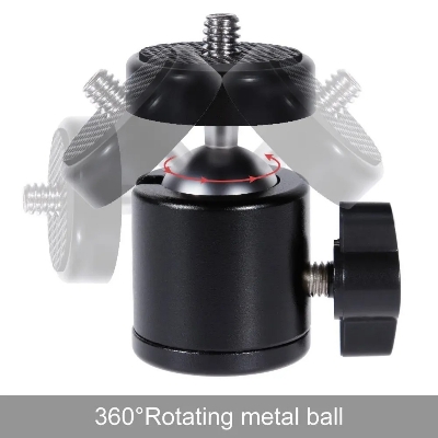 Picture of 1pc Mini Swivel Ball Head Tripod Head 360 Degree Rotating Mount Base Adapter with Universal 1/4 Inch Screw Mounts for DSLR ILDC Camera DV Tripod Monopod Light Stand  -Tripod Head
