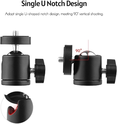 Picture of 1pc Mini Swivel Ball Head Tripod Head 360 Degree Rotating Mount Base Adapter with Universal 1/4 Inch Screw Mounts for DSLR ILDC Camera DV Tripod Monopod Light Stand  -Tripod Head