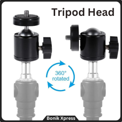 Picture of 1pc Mini Swivel Ball Head Tripod Head 360 Degree Rotating Mount Base Adapter with Universal 1/4 Inch Screw Mounts for DSLR ILDC Camera DV Tripod Monopod Light Stand  -Tripod Head