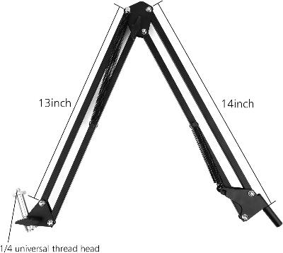 Picture of Overhead Video Stand Phone Holder Articulating Arm Phone Mount Table Top ChromLives Scissor Boom Arm Articulating Phone Stand Tablet Phone Holder for Streaming Phone Baking Crafting