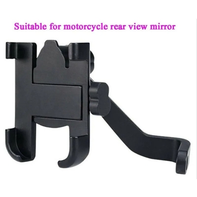 Picture of C2 Rearview Mirror Motorcycle Mobile Phone Bracket Mountain Bike Aluminum Aloe Mobile Phone Holder Easy to Use - bike phone holder