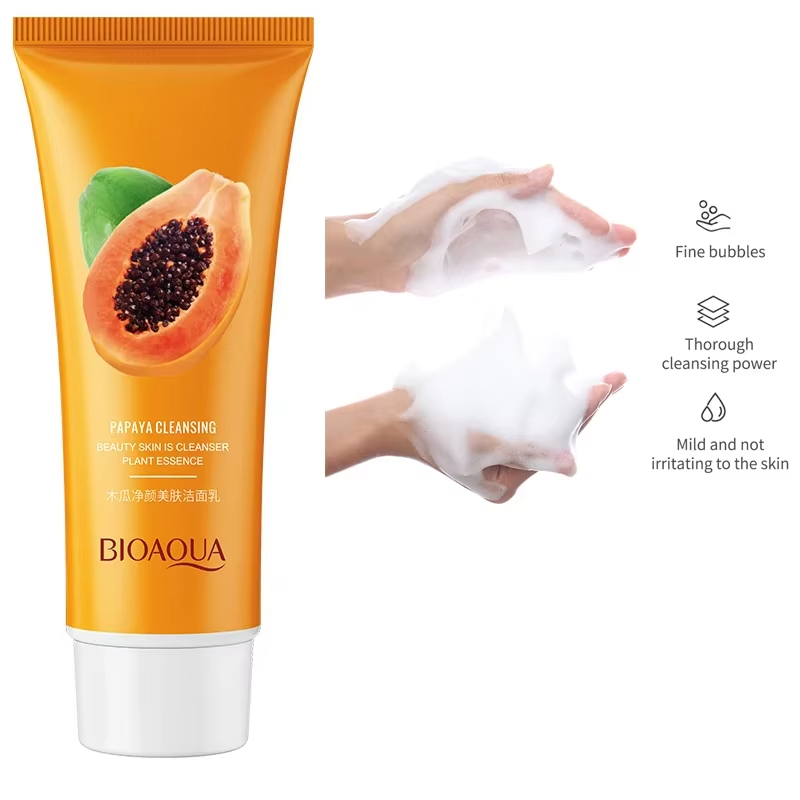Picture of BIOAQUA Papaya Face Wash Deep Cleansing Mild Gently Brighten Foaming Papaya Whitening Facial Cleanser