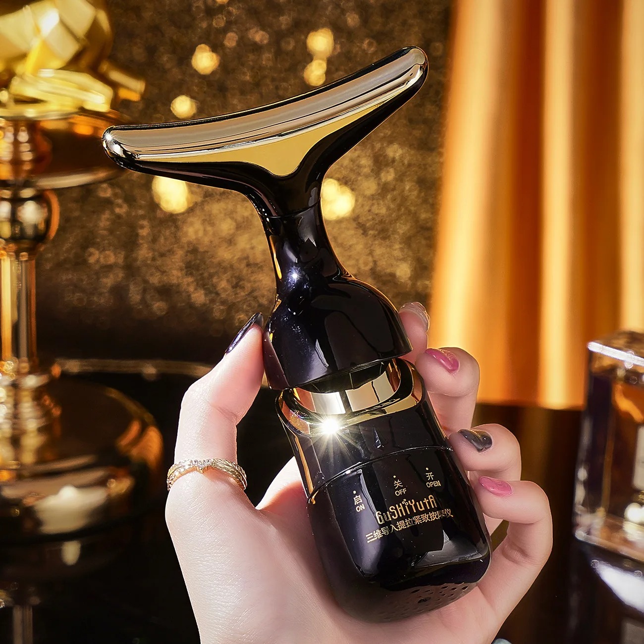 Picture of 3 In 1 Face Massager Neck Facial Eye Massage Introducer Microcurrent Skin Tightening Rejuvenation Anti Aging Beauty Device