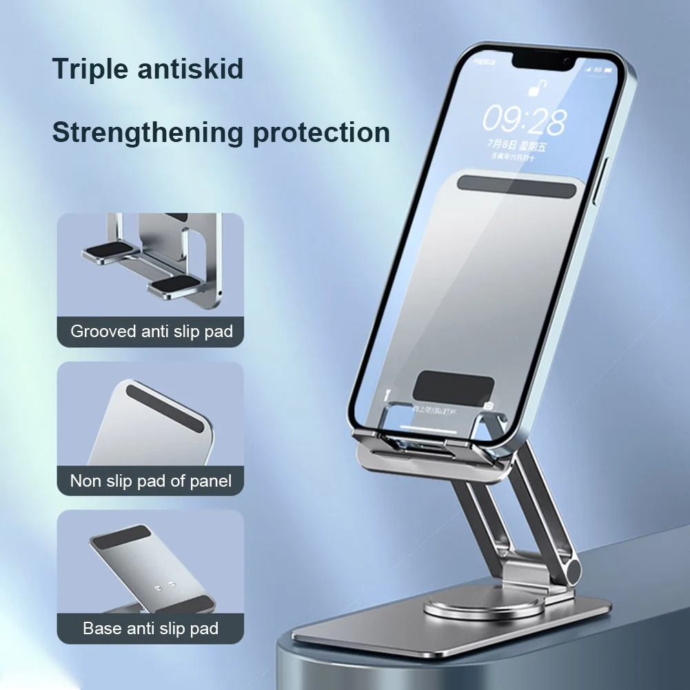 Picture of Full Aluminum Alloy Mobile Stand Holder 360 degrees Folding Aluminum Flat Phone support Super stylist Smart Phone Holder Stand