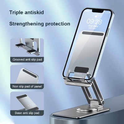 Picture of Full Aluminum Alloy Mobile Stand Holder 360 degrees Folding Aluminum Flat Phone support Super stylist Smart Phone Holder Stand