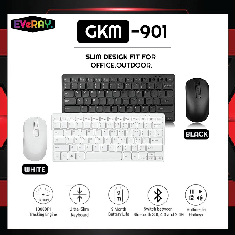 Picture of GKM901 Wireless 2.4G Keyboard & Mouse Mini Ultra Slim Silent Keyboard Mouse Set Office Wireless Keyboard and Mouse Combo Set