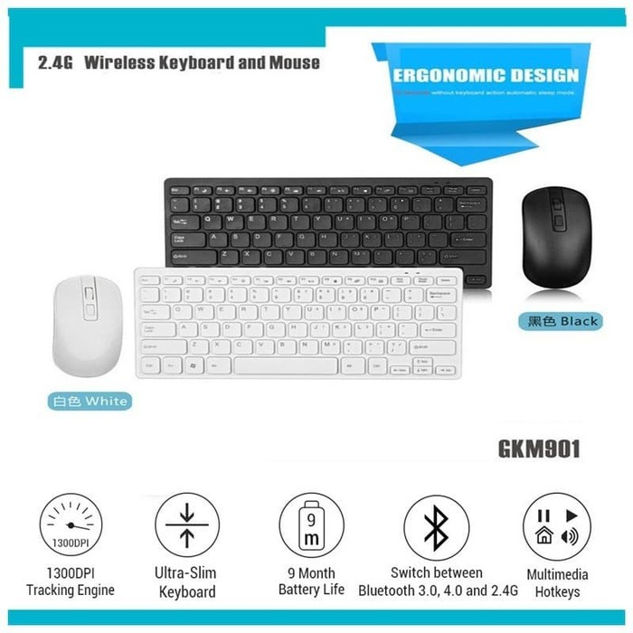 Picture of GKM901 Wireless 2.4G Keyboard & Mouse Mini Ultra Slim Silent Keyboard Mouse Set Office Wireless Keyboard and Mouse Combo Set