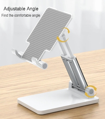 Picture of Double Tube Folding Stand Adjustable Desktop Tablet Mobile Phone Holder Stand for iPad iPhone Samsung Huawei Xiaomi Tablet Stand Holder