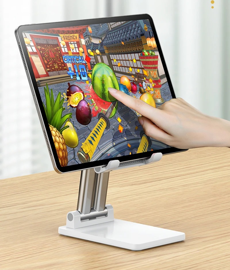 Picture of Double Tube Folding Stand Adjustable Desktop Tablet Mobile Phone Holder Stand for iPad iPhone Samsung Huawei Xiaomi Tablet Stand Holder