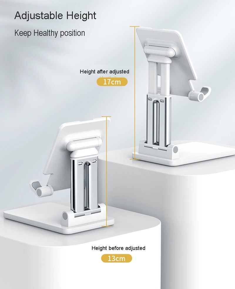 Picture of Double Tube Folding Stand Adjustable Desktop Tablet Mobile Phone Holder Stand for iPad iPhone Samsung Huawei Xiaomi Tablet Stand Holder
