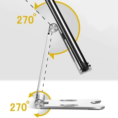 Picture of Aluminum Aloy Mobile Stand Adjustable Desktop Stand Holder Dock Compatible 4-13 Inch Tablet for IPad 7.9 9.7 10.5 11 Phone Holder