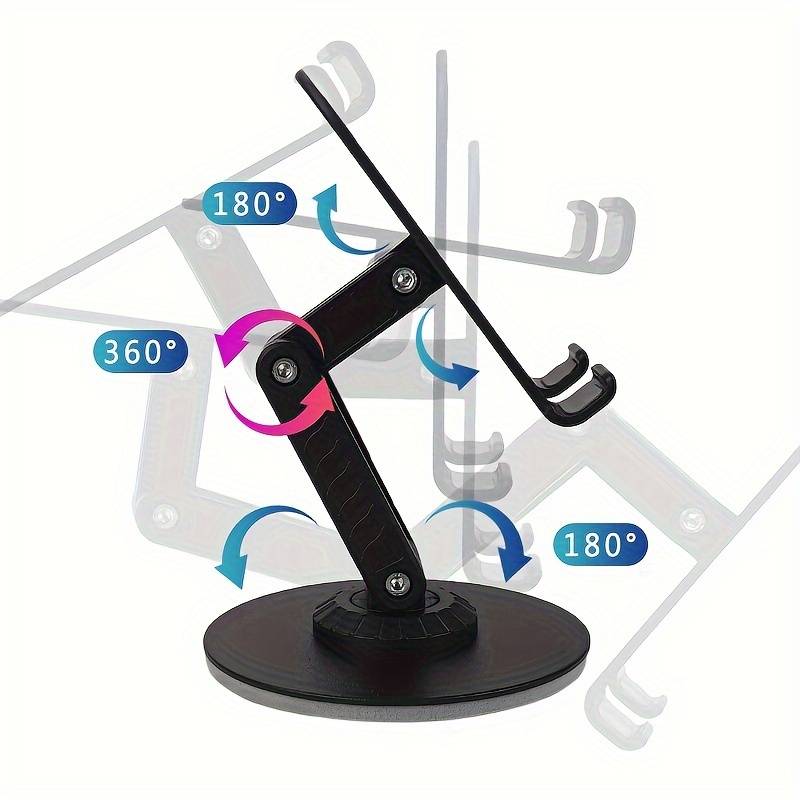 Picture of Fully Adjustable (BY-556) Foldable Aluminum Alloy Desktop Phone Holder Adjustable Angle Height 360 Degree Rotating Cradle Dock Mobile Stand Compatible With All Mobile/Tablet Devices Under 12 Inches
