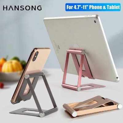 Picture of Aluminum Alloy Portable iPad Stand Compatible 4.7-11 Inch Adjustable Desktop Phone Tablet Stand For Smartphone & Tablet - Metal Phone Holder