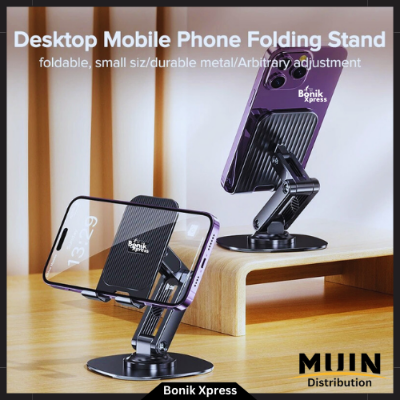 Picture of 360° Rotatable Adjustable Folding Desktop Phone & Tablet Holder Metal Base Smartphone Stand (Black & Yellow) - new mobile stand