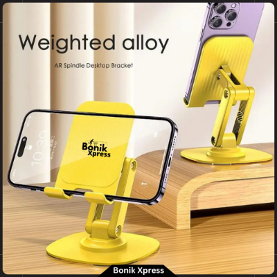 Picture of 360° Rotatable Adjustable Folding Desktop Phone & Tablet Holder Metal Base Smartphone Stand (Black & Yellow) - new mobile stand